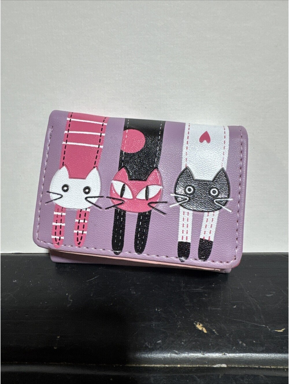 Bortusi Korean short student wallet small 3 fold cartoon cat cute lady wallet
